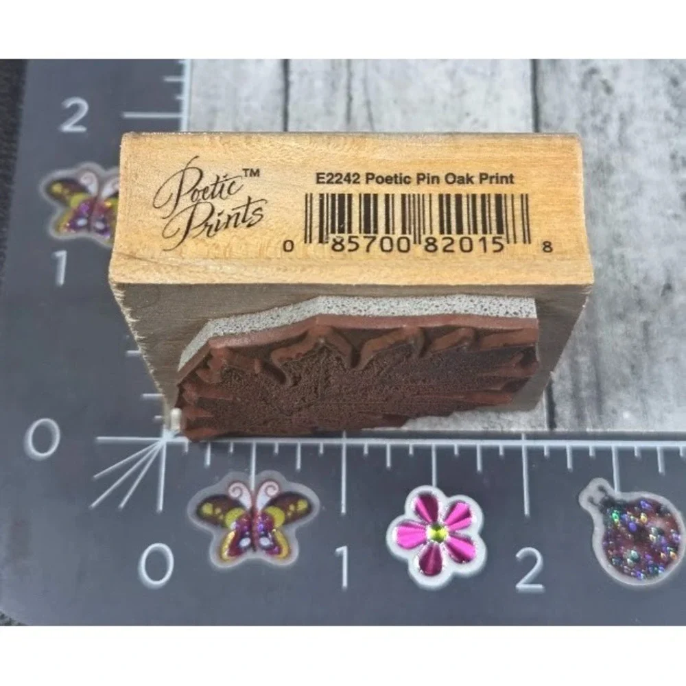 Hero Arts Poetic Pin Art Print Oak Leaf Tree 2001 Rubber Stamp Wood #E3